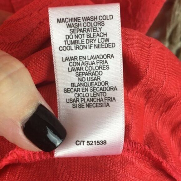 Gabby Skye Coral Textured Short Sleeve Fit & Flare Dress Womens 12P - Picture 3 of 5